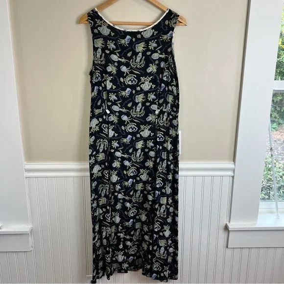 TT Mar Vintage Midi Dress Whimsical Botanical Print Rayon 90s Grunge Grannycore - Picture 3 of 15